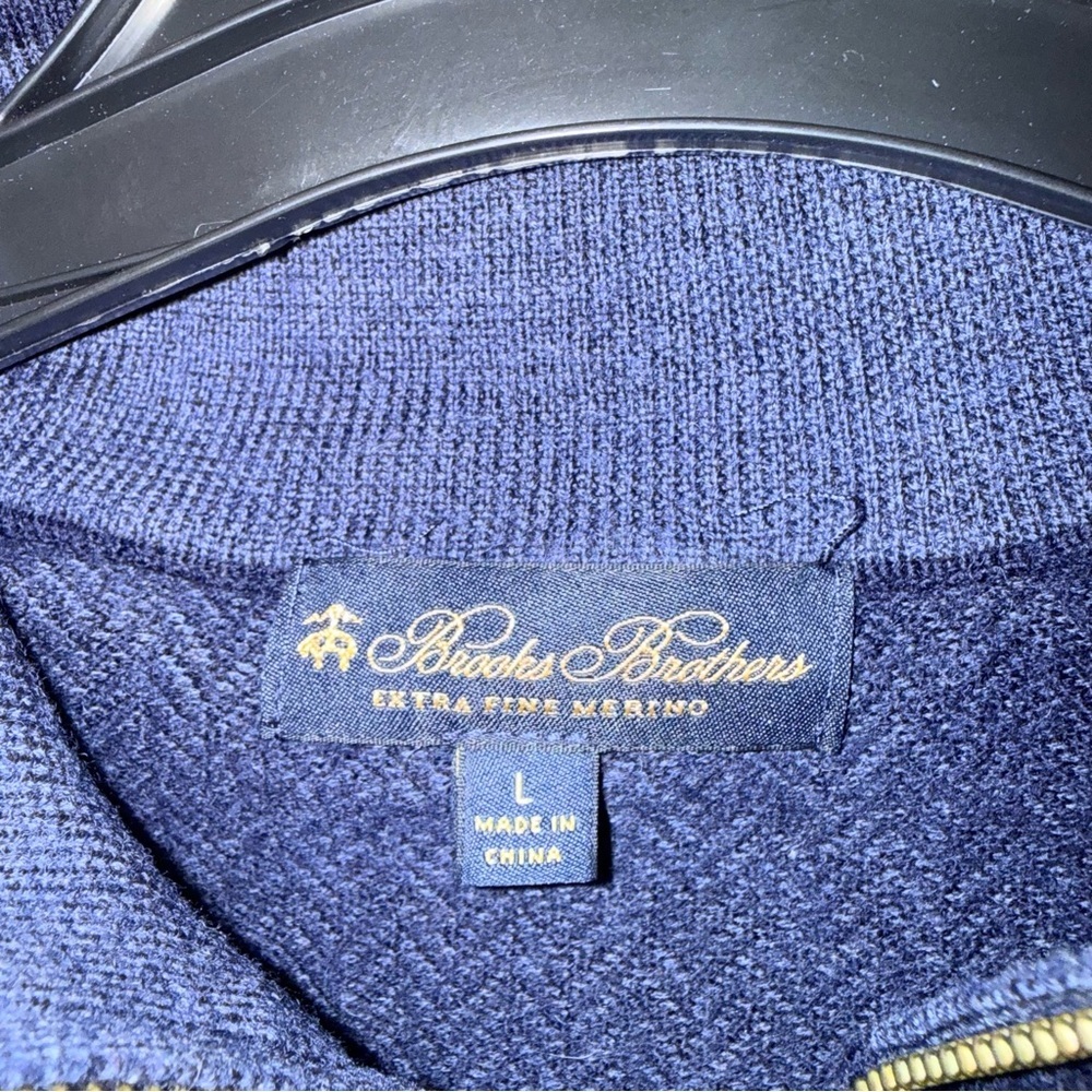 Brooks Brothers Navy Half-Zip Merino wool Sweater. Size Large - Picture 3 of 4